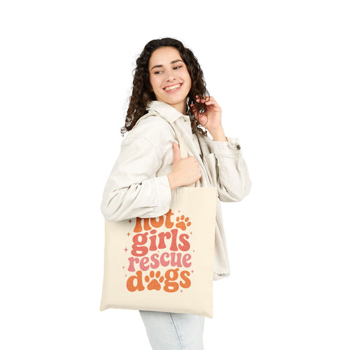 Hot Girls Rescue Dogs Cotton Canvas Tote Bag