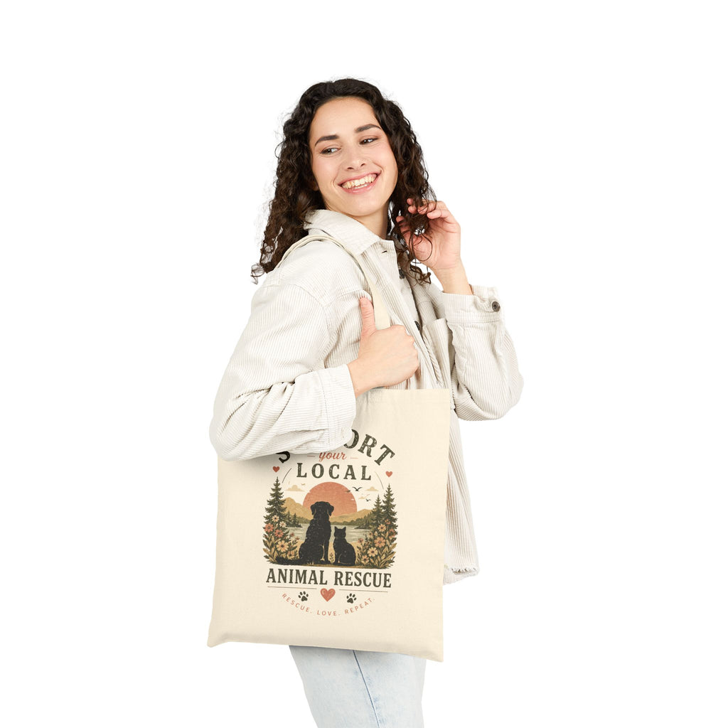 Support Local Animal Rescue Canvas Tote — Eco-Friendly Reusable Grocery Bag