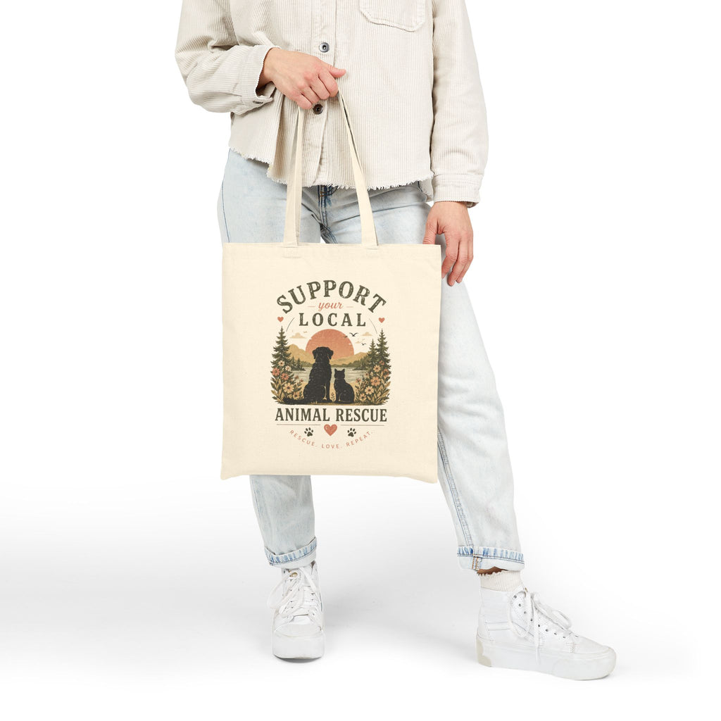 Support Local Animal Rescue Canvas Tote — Eco-Friendly Reusable Grocery Bag