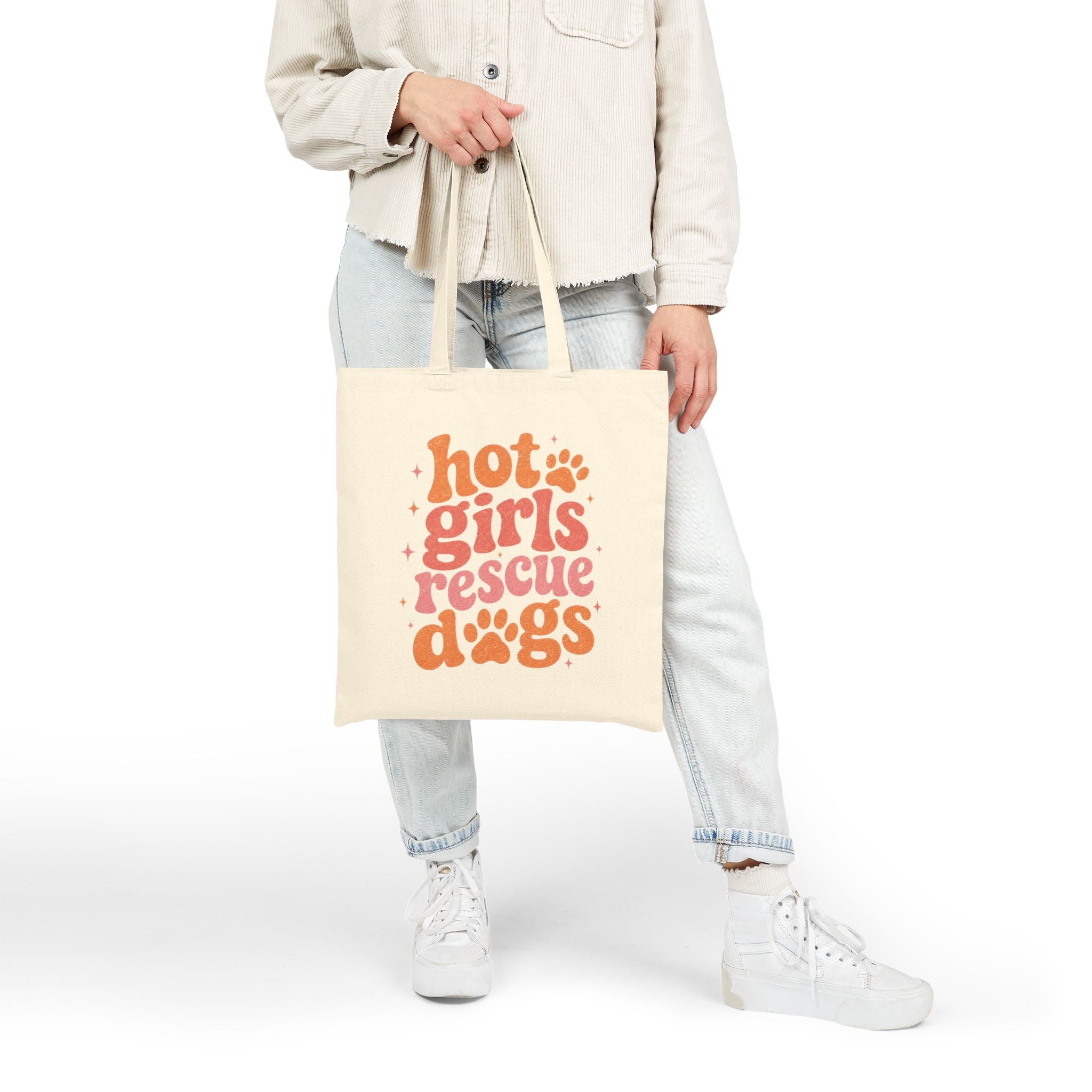 Hot Girls Rescue Dogs Cotton Canvas Tote Bag
