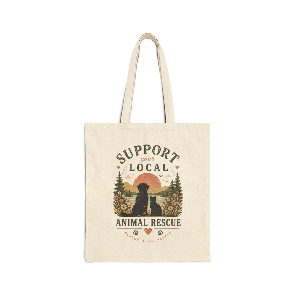 Support Local Animal Rescue Canvas Tote — Eco-Friendly Reusable Grocery Bag