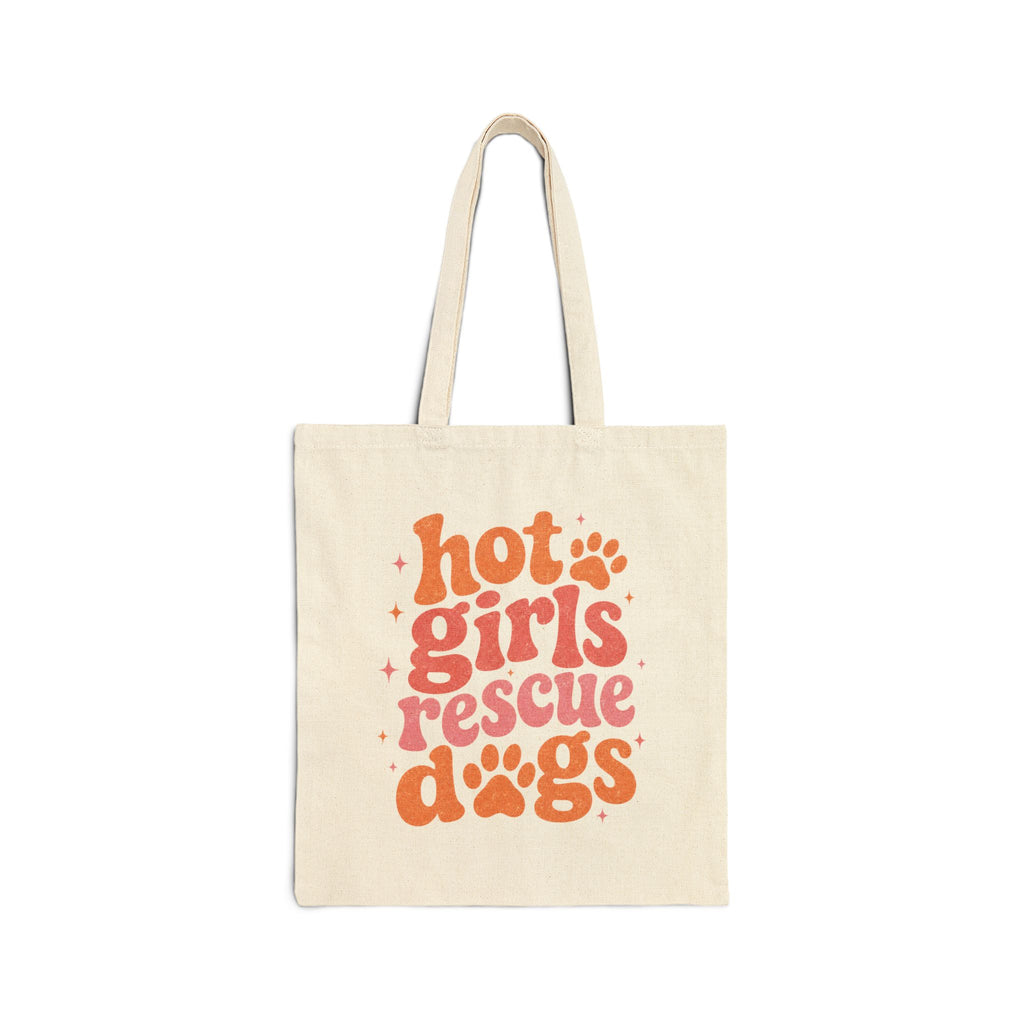 Hot Girls Rescue Dogs Cotton Canvas Tote Bag
