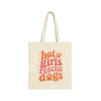Hot Girls Rescue Dogs Cotton Canvas Tote Bag